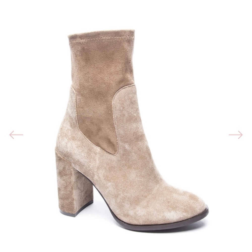 Chinese laundry sock bootie in tan suede 8.5